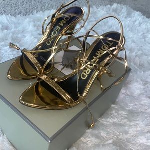Tom Ford Gold wrap around sandals